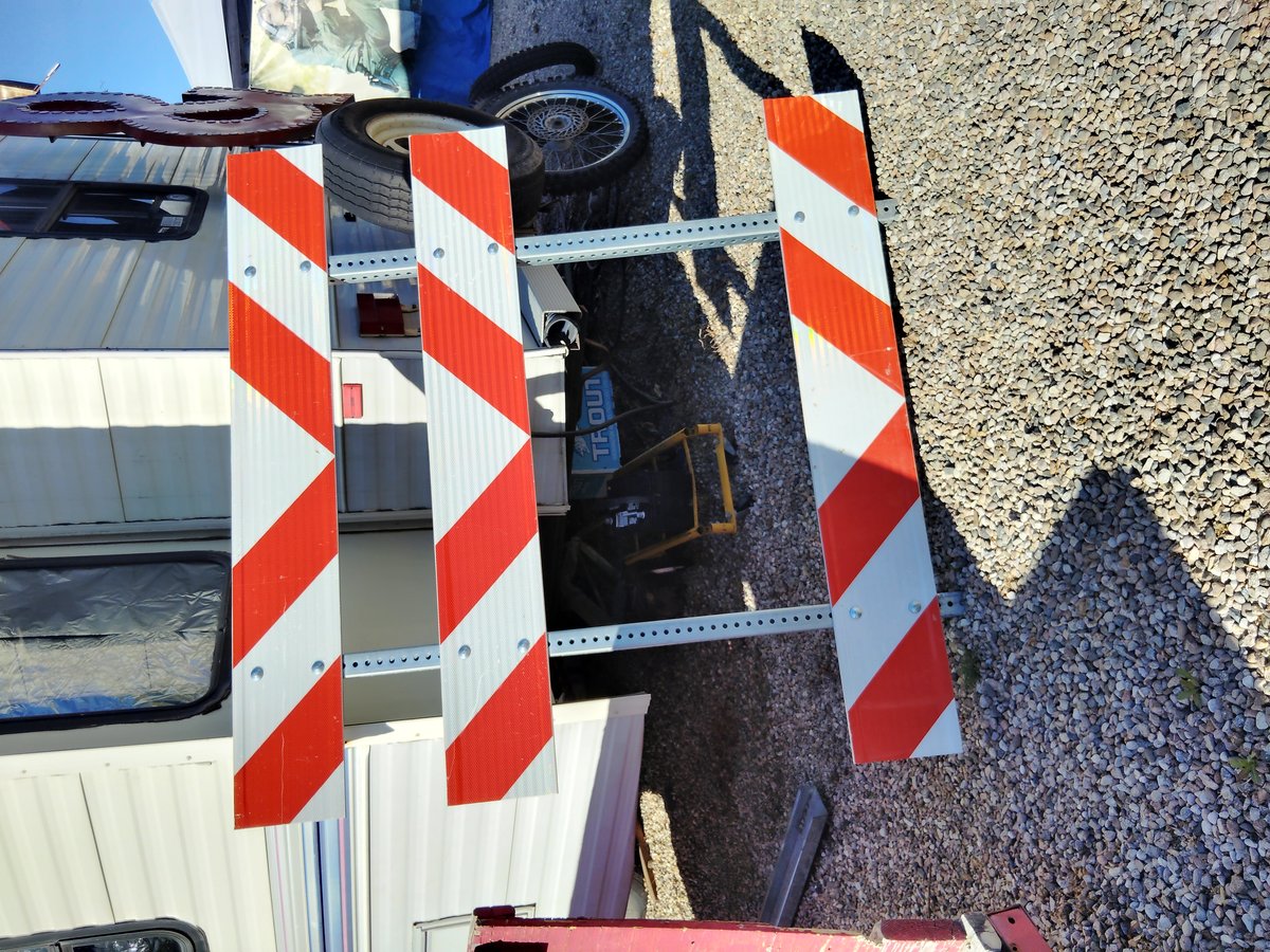 Red white striped barrier panels in good condition